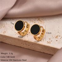 1 Pair Simple Style Commute Round Oval Heart Shape Irregular Plating Inlay 304 Stainless Steel Shell 14K Gold Plated Earrings sku image 2