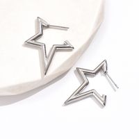 1 Pair Simple Style Classic Style Star Leaves Heart Shape Pleated 201 Stainless Steel Earrings Ear Studs main image 5