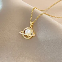 Wholesale IG Style Simple Style Planet 201 Stainless Steel Copper Plating Inlay Opal main image 3