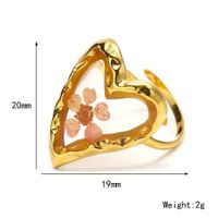 Edelstahl 304 14 Karat Vergoldet Einfacher Stil Überzug Herzform Blume Offener Ring main image 2