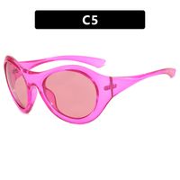 Y2k Color Sólido Ordenador Personal Marco Redondo Fotograma Completo Gafas De Sol Mujer sku image 5