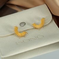 1 Pair Elegant Simple Style C Shape Sun Irregular Plating Titanium Steel 18k Gold Plated Ear Studs main image 7