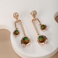 1 Pair Vintage Style Xuping Geometric Irregular Tassel Copper Alloy Artificial Gemstones 18k Gold Plated Drop Earrings main image 4