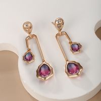 1 Pair Vintage Style Xuping Geometric Irregular Tassel Copper Alloy Artificial Gemstones 18k Gold Plated Drop Earrings main image 8