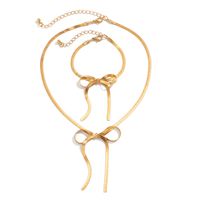 Modern Style Simple Style Bow Knot Copper Handmade Plating 18k Gold Plated Jewelry Set main image 7