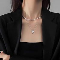Sweet Cool Style Heart Shape Stainless Steel Double Layer Necklaces main image 3