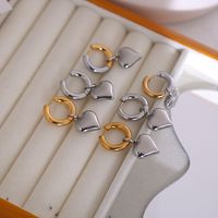 1 Pair Sweet Heart Shape Plating Titanium Steel 18K Gold Plated Drop Earrings main image 4