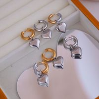 1 Pair Sweet Heart Shape Plating Titanium Steel 18K Gold Plated Drop Earrings main image 5