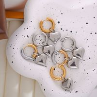 1 Pair Sweet Heart Shape Plating Titanium Steel 18K Gold Plated Drop Earrings main image 8