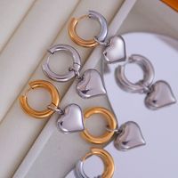 1 Pair Sweet Heart Shape Plating Titanium Steel 18K Gold Plated Drop Earrings main image 10
