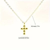 Stainless Steel 14K Gold Plated Basic Plating Cross Pendant Necklace main image 2