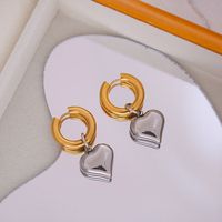 1 Pair Sweet Heart Shape Plating Titanium Steel 18K Gold Plated Drop Earrings sku image 5