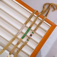 Titan Stahl Retro Einfacher Stil Überzug Inlay Geometrisch Zirkon Halskette main image 7