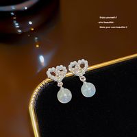 1 Pair Fashion Heart Shape Butterfly Bow Knot Inlay Imitation Pearl Alloy Rhinestones Earrings sku image 116
