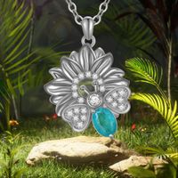 Pastoral Sunflower Bee Alloy Plating Inlay Rhinestones Gold Plated Silver Plated Women's Pendant Necklace main image 5