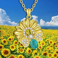 Pastoral Sunflower Bee Alloy Plating Inlay Rhinestones Gold Plated Silver Plated Women's Pendant Necklace main image 1