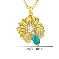 Pastoral Sunflower Bee Alloy Plating Inlay Rhinestones Gold Plated Silver Plated Women's Pendant Necklace main image 2