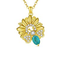 Pastoral Sunflower Bee Alloy Plating Inlay Rhinestones Gold Plated Silver Plated Women's Pendant Necklace sku image 1