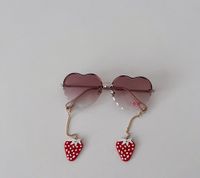 Cute Heart Shape Strawberry Ac Special-shaped Mirror Half Frame Kids Sunglasses sku image 1