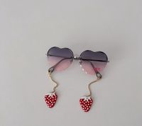 Cute Heart Shape Strawberry Ac Special-shaped Mirror Half Frame Kids Sunglasses sku image 3