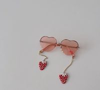 Cute Heart Shape Strawberry Ac Special-shaped Mirror Half Frame Kids Sunglasses sku image 4