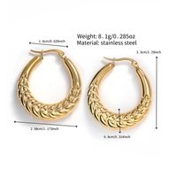 1 Pair Simple Style Solid Color Polishing Plating Stainless Steel 18K Gold Plated Hoop Earrings main image 3