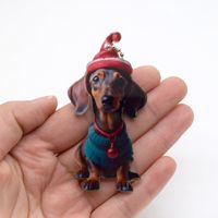 Casual Cute Dog Arylic Bag Pendant Keychain sku image 4