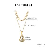 Stainless Steel 18K Gold Plated Simple Style Plating Hollow Out Inlay Tower Gourd Key Zircon Double Layer Necklaces main image 3