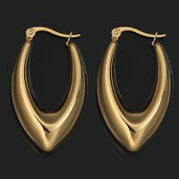 1 Pair Simple Style Solid Color Polishing Plating Stainless Steel 18K Gold Plated Hoop Earrings sku image 1