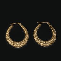 1 Pair Simple Style Solid Color Polishing Plating Stainless Steel 18K Gold Plated Hoop Earrings sku image 2