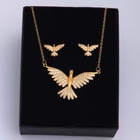 Ig Style Simple Style Leaf Eagle Flower Stainless Steel Copper Plating Inlay Zircon 18k Gold Plated Earrings Necklace main image 6