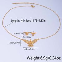 Ig Style Simple Style Leaf Eagle Flower Stainless Steel Copper Plating Inlay Zircon 18k Gold Plated Earrings Necklace main image 2