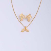 Ig Style Simple Style Leaf Eagle Flower Stainless Steel Copper Plating Inlay Zircon 18k Gold Plated Earrings Necklace main image 10