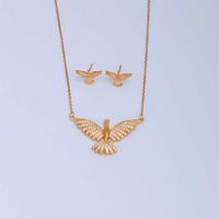 Ig Style Simple Style Leaf Eagle Flower Stainless Steel Copper Plating Inlay Zircon 18k Gold Plated Earrings Necklace sku image 1