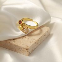 Casual Elegant Simple Style Geometric Copper Plating Inlay Artificial Diamond Zircon 18k Gold Plated Rings main image 6