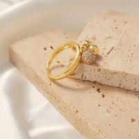 Casual Elegant Simple Style Geometric Copper Plating Inlay Artificial Diamond Zircon 18k Gold Plated Rings main image 7