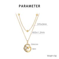 Titanium Steel 18K Gold Plated Simple Style Plating Inlay Round Star Unicorn Zircon Double Layer Necklaces main image 2