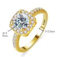 Glamour Couleur Unie Carré Argent Sterling Gra Incruster Moissanite Anneaux main image 2