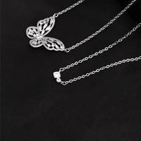 Elegant Sexy Shiny Butterfly Stainless Steel Copper Plating Inlay Zircon Silver Plated Pendant Necklace main image 4