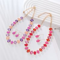 Elegant Luxurious Oval Alloy Plating Inlay Glass Gold Plated Women's Earrings Necklace main image 4