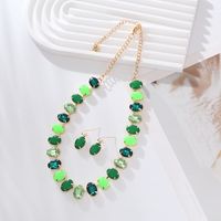 Elegant Luxurious Oval Alloy Plating Inlay Glass Gold Plated Women's Earrings Necklace main image 5