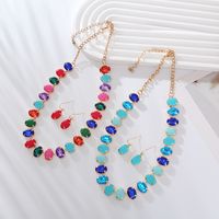 Elegant Luxurious Oval Alloy Plating Inlay Glass Gold Plated Women's Earrings Necklace main image 3