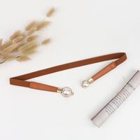 Vintage Style Simple Style Pearl Pu Leather Alloy Artificial Pearls Women's Woven Belts main image 8