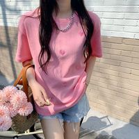 Women's T-shirt Short Sleeve T-shirts Elegant Heart Shape Solid Color main image 4