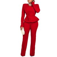 Daily Women's Elegant Classic Style Solid Color Spandex Polyester Ruffles Pleated Pants Sets Pants Sets main image 5