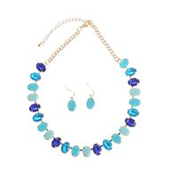Elegant Luxurious Oval Alloy Plating Inlay Glass Gold Plated Women's Earrings Necklace sku image 3