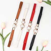 Vintage Style Simple Style Pearl Pu Leather Alloy Artificial Pearls Women's Woven Belts main image 9
