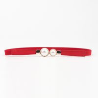 Vintage Style Simple Style Pearl Pu Leather Alloy Artificial Pearls Women's Woven Belts sku image 2