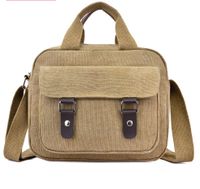 Men's Canvas Solid Color Vintage Style Square Zipper Handbag main image 3