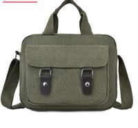 Men's Canvas Solid Color Vintage Style Square Zipper Handbag sku image 2